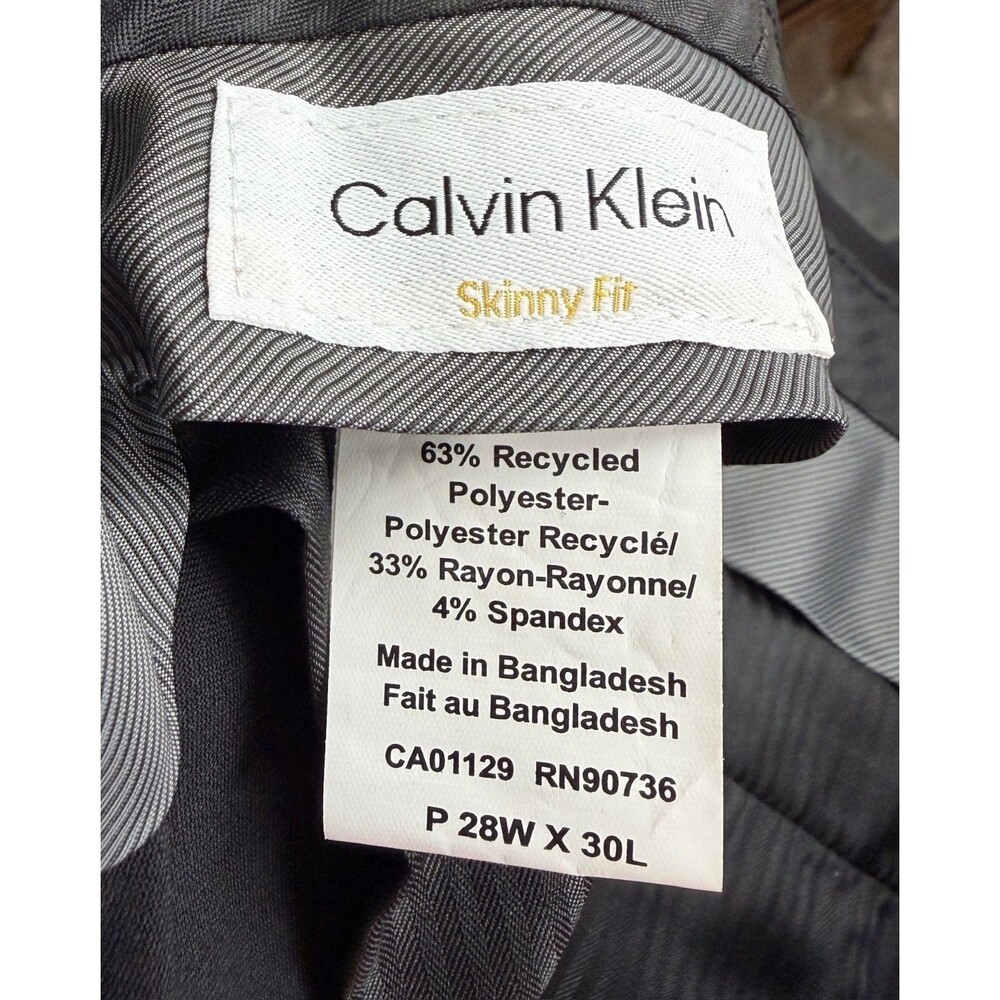 $95 NEW CALVIN KLEIN MENS 28X30 SOLID BLACK SKINNY TROUSERS DRESS PANTS SLACKS - Picture 9 of 13